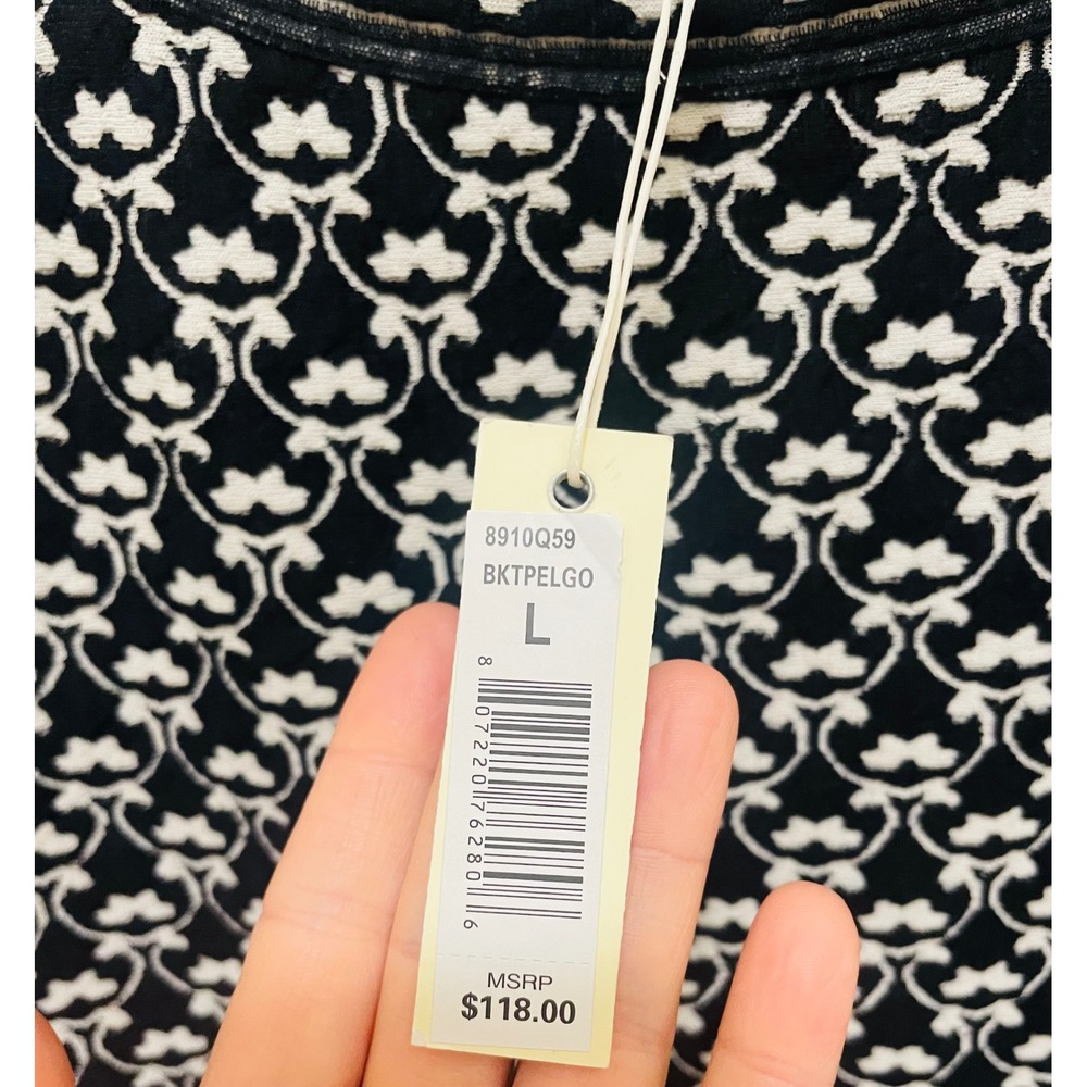 Max Studio Knit Dress Black White‎ Patterned 3/4 Sleeve Career Casual L - Picture 3 of 4